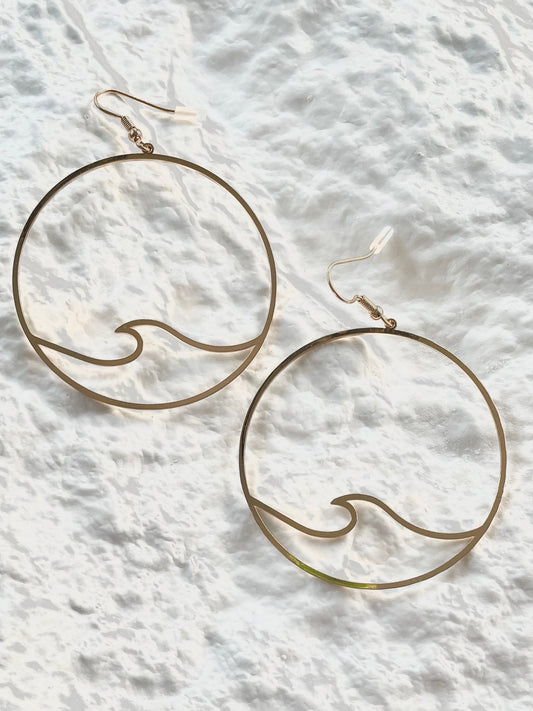 Gold Wave Hoop Earrings