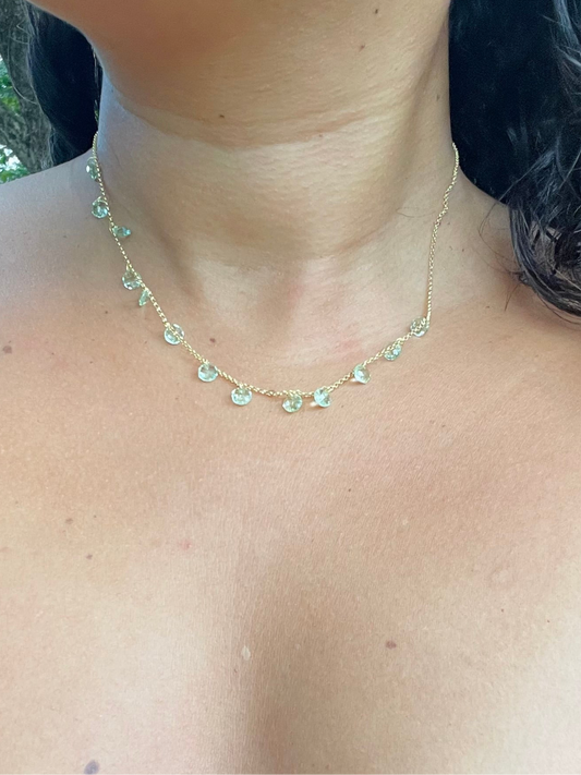 Green Quartz Teardrop Gemstone Necklace