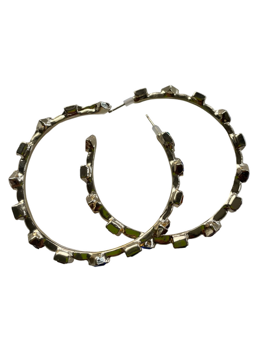 18K GP Gemstone Cuff Hoop Earrings