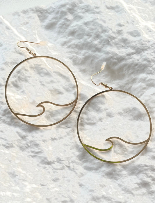 Gold Wave Hoop Earrings