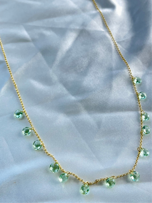 Green Quartz Teardrop Gemstone Necklace
