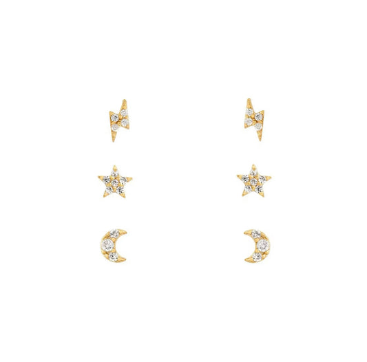Dainty Celestial Stud Earrings