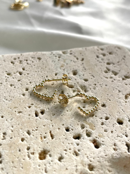 18k Gold Filled Heart Beaded Shaped Hoop