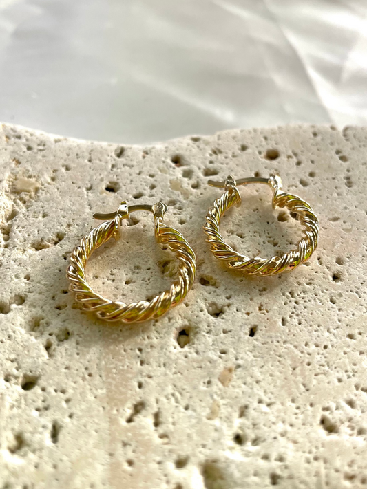 18k Gold Filled 15mm Twisted Hoop Earrings