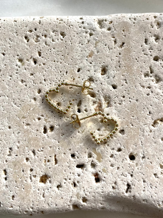 18k Gold Filled Heart Beaded Shaped Hoop