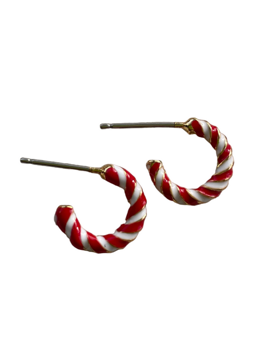 Candy Cane Half Hoop Earrings