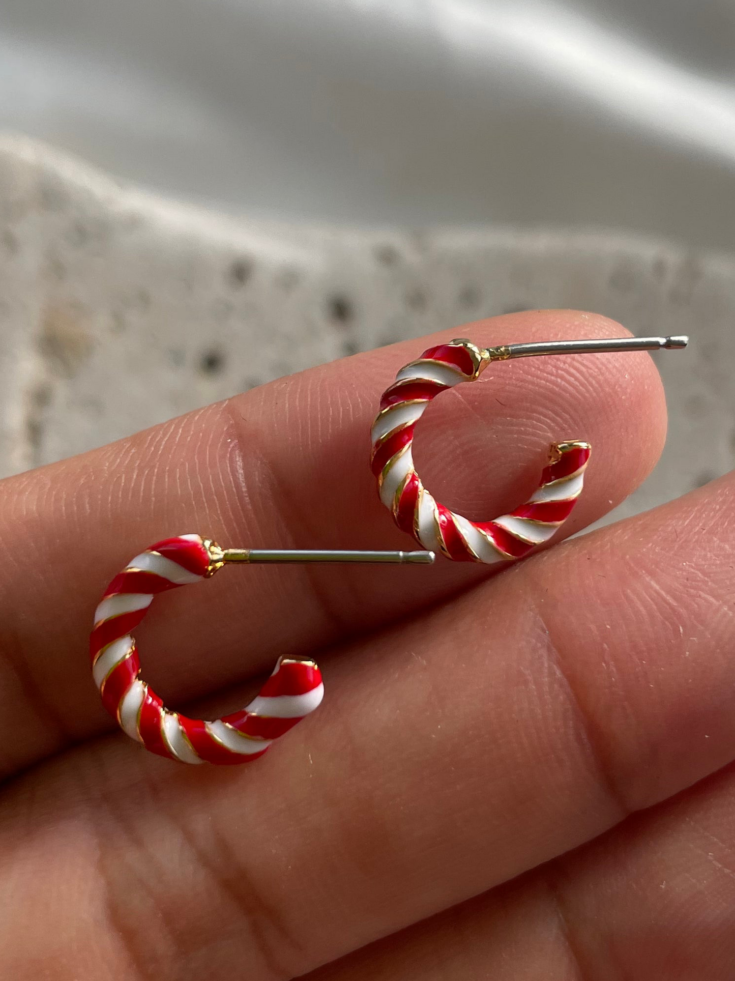 Candy Cane Half Hoop Earrings