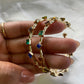 18K GP Gemstone Cuff Hoop Earrings