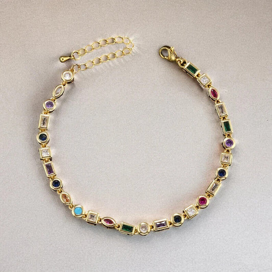 Rainbow Cubic Crystal Tennis Bracelets