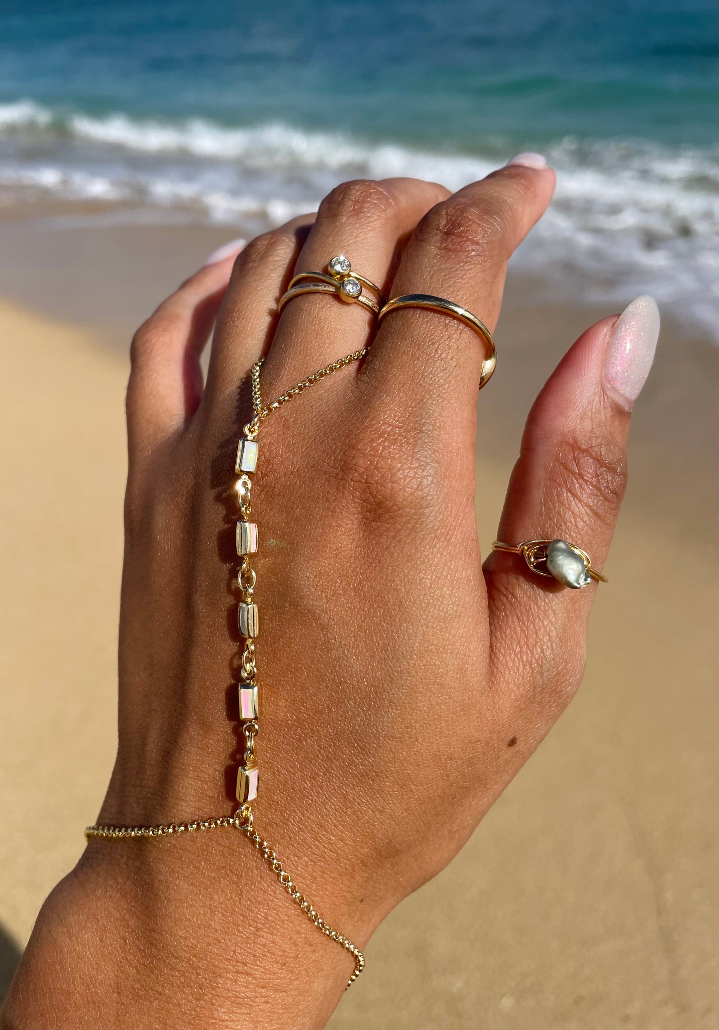 Mother Of Pearl Handchain Bracelet