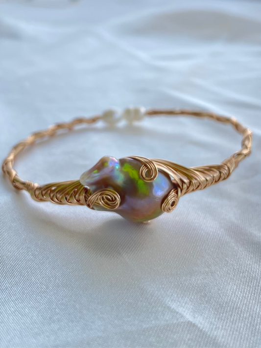 Wired Up Pink Pearl Bracelet