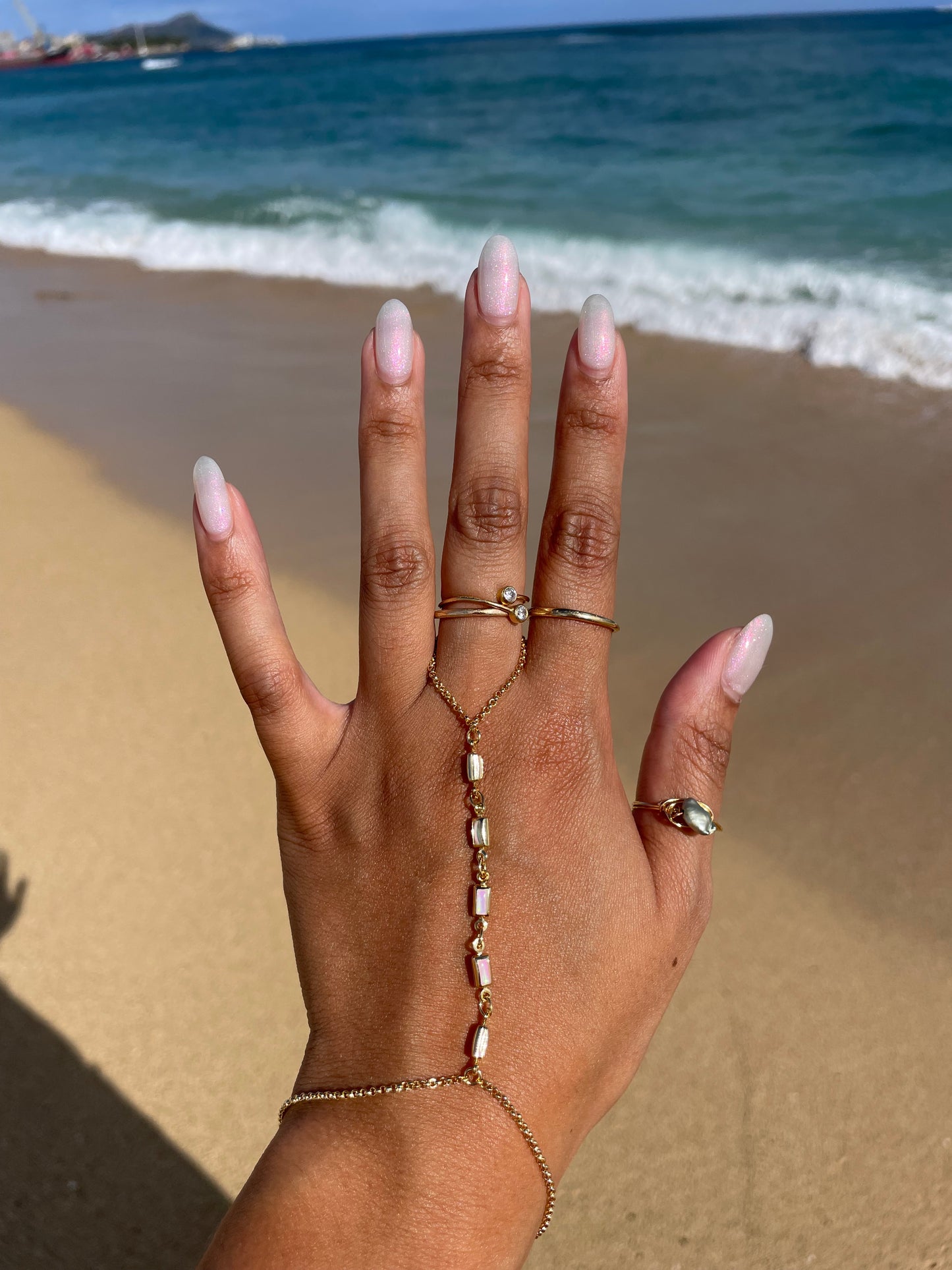 Mother Of Pearl Handchain Bracelet