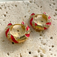 Gold Red Hoop Earrings
