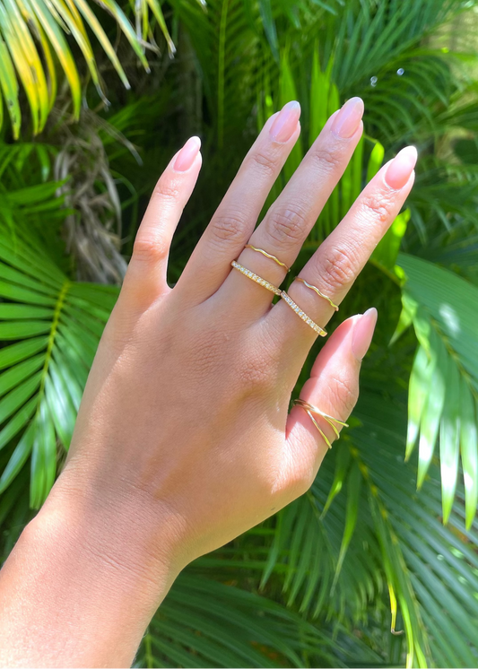 14k Gold Filled CZ Half Band Ring