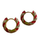 Gold Red Hoop Earrings