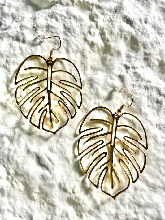 Wired Monstera Leaf Earrings