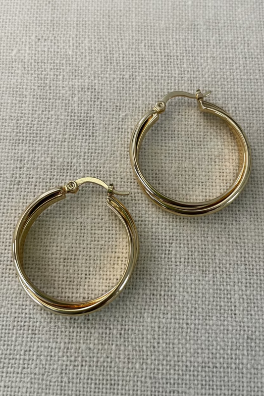 18k Gold Filled Vintage Robbon Hoop Earrings