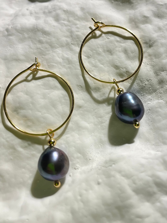Tahitian Pearl Hoop Earrings