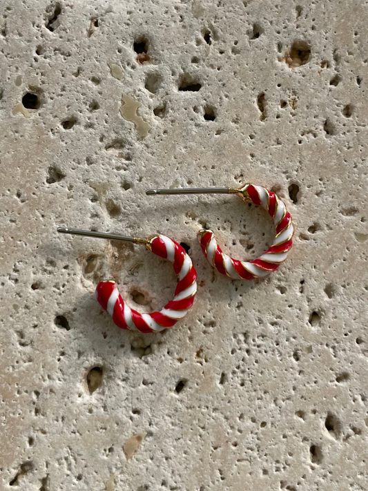 Candy Cane Half Hoop Earrings