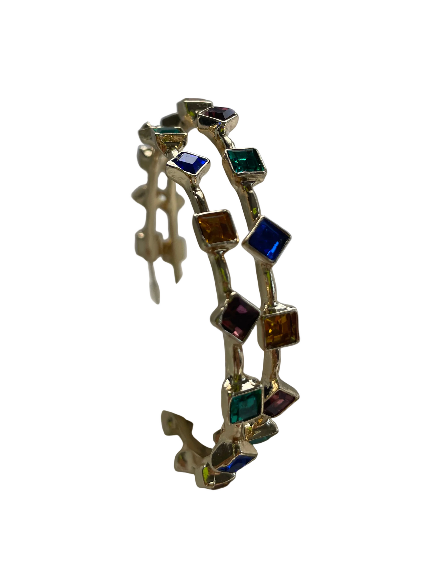 18K GP Gemstone Cuff Hoop Earrings