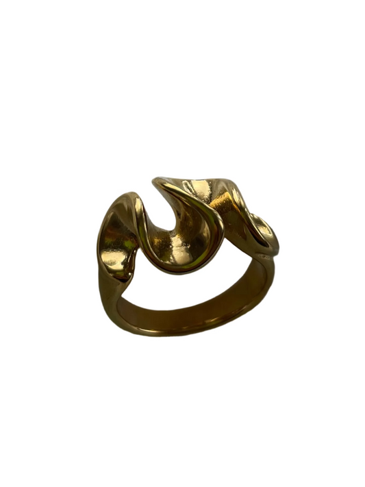 Wavy Gold Textured Ring