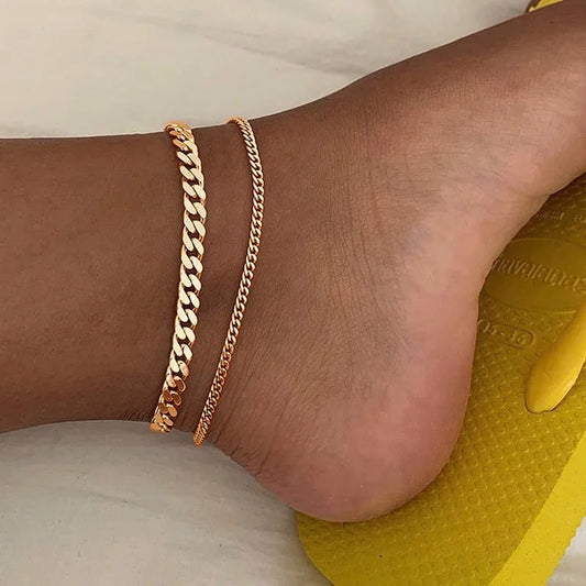 14k Gold Curb Chain Anklet